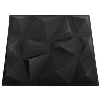 vidaXL 3D seinapaneelid, 48 tk, 50x50 cm, teemantmust, 12 m²
