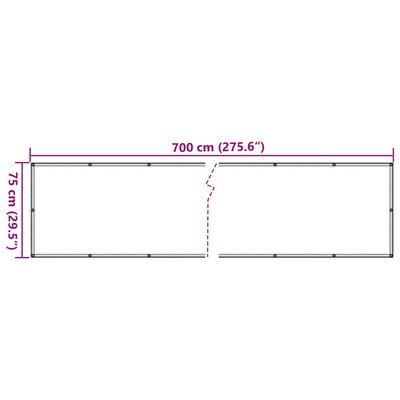 vidaXL rõdu privaatsuskate, hall, 700x75 cm, PVC