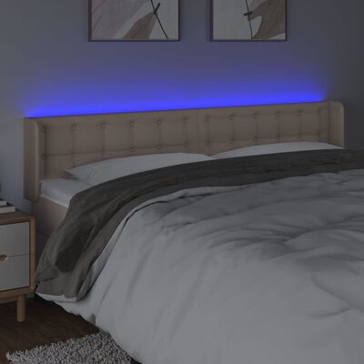 vidaXL LED-voodipeats Cappuccino 183x16x78/88 cm kunstnahk