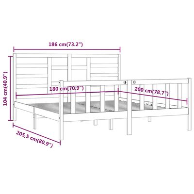 vidaXL LED-voodiraam, valge, 180 x 200 cm, täispuit