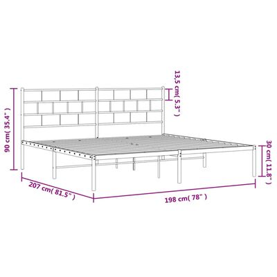 vidaXL metallist voodiraam peatsiga, must, 193x203 cm