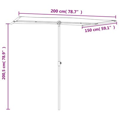 vidaXL aia päikesevari alumiiniumpostiga, 2 x 1,5 m, roheline