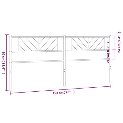 vidaXL metallist voodipeats, valge, 193 cm