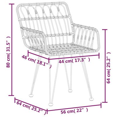 vidaXL 5-osaline aiamööbli komplekt, must, polürotang