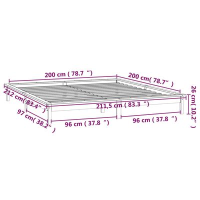 vidaXL LED-voodiraam, meepruun, 200 x 200 cm, männipuit