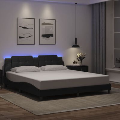 vidaXL voodiraam LED-tuledega, must, 180 x 200 cm, kunstnahk