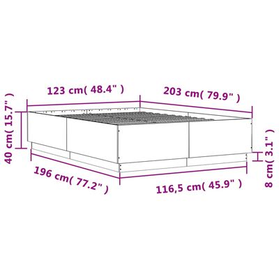 vidaXL voodiraam, suitsutatud tamm, 120 x 200 cm, tehispuit