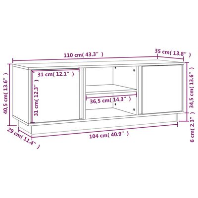 vidaXL telerikapp, hall, 110x35x40,5 cm, männipuit