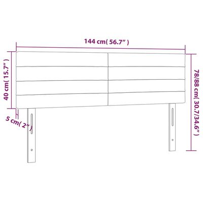 vidaXL LED-voodipeats, tumepruun, 144x5x78/88 cm, kangas