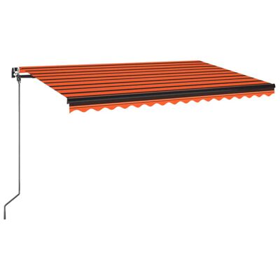 vidaXL käsitsi sissetõmmatav varikatus LEDiga, 450x350 cm, oranž/pruun