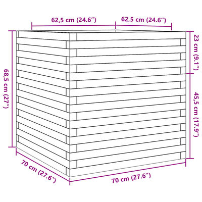 vidaXL aia taimekast, 70x70x68,5 cm, immutatud männipuit