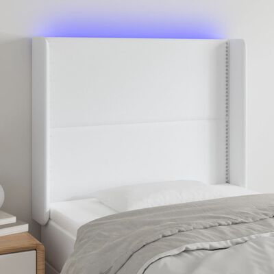 vidaXL LED-voodipeats, valge, 103x16x118/128 cm, kunstnahk