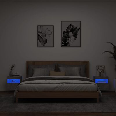 vidaXL teleri seinakapid LED-tuledega 2 tk, betoonhall, 40x30x40 cm