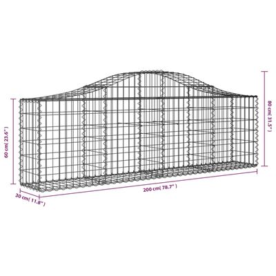 vidaXL kaarekujulised gabioonkorvid 9 tk, 200x30x60/80 cm, raud