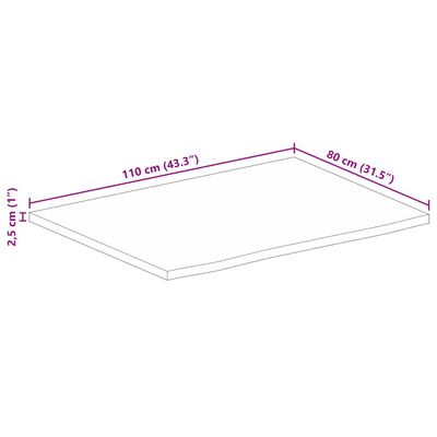 vidaXL lauaplaat, naturaalse servaga, 110 x 80 x 2,5 cm, mangopuit