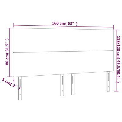 vidaXL voodipeatsid 4 tk, tumehall, 80x5x78/88 cm, samet