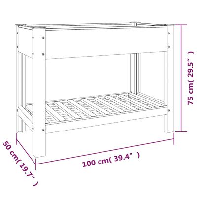 vidaXL aia taimelava riiuliga, hall, 100x50x75 cm, WPC