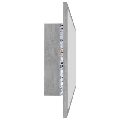 vidaXL LED vannitoa peeglikapp, betoonhall, 100x8,5x37 cm, akrüül