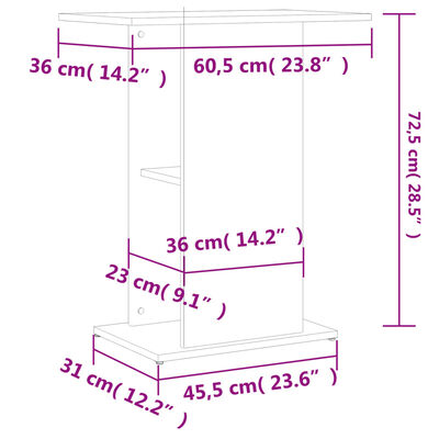 vidaXL akvaariumi alus, must, 60,5 x 36 x 72,5 cm, tehispuit