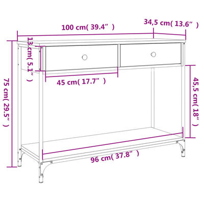 vidaXL konsoollaud, pruun tamm, 100 x 34,5 x 75 cm, tehispuit