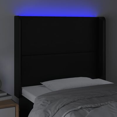 vidaXL LED-voodipeats, must, 83x16x118/128 cm, kunstnahk