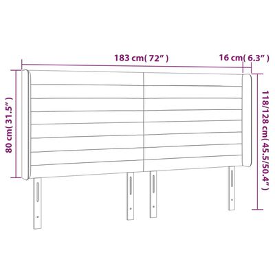 vidaXL LED-voodipeats, tumehall, 183x16x118/128 cm, samet