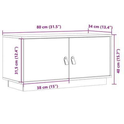 vidaXL telerikapp, hall, 80 x 34 x 40 cm, männipuit