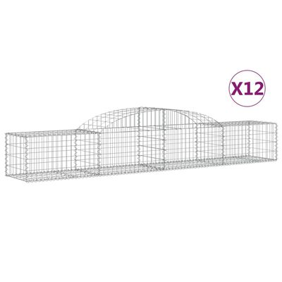 vidaXL kaarekujulised gabioonkorvid 12 tk, 300x50x40/60 cm, raud