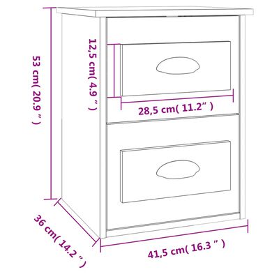 vidaXL seinale kinnitatavad öökapid 2 tk, suitsutamm, 41,5x36x53 cm