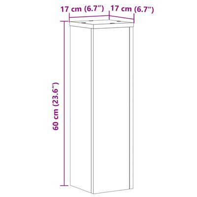 vidaXL taimealused 2 tk, must, 17x17x60 cm, tehispuit