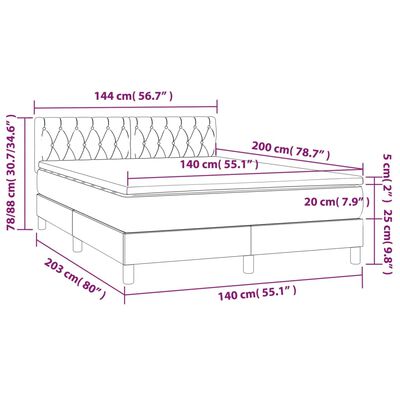 vidaXL kontinentaalvoodi madrats ja LED, sinine, 140x200 cm, kangas