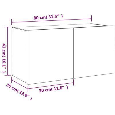 vidaXL teleri seinakapp LED-tuledega, must, 80 x 35 x 41 cm