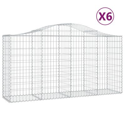 vidaXL kaarekujulised gabioonkorvid 6 tk, 200x50x100/120 cm, raud