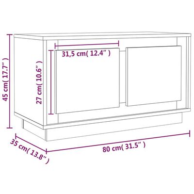 vidaXL telerikapp, hall Sonoma tamm, 80 x 35 x 45 cm, tehispuit