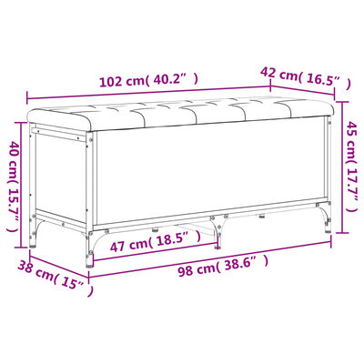 vidaXL hoiupink, Sonoma tamm, 102 x 42 x 45 cm, tehispuit