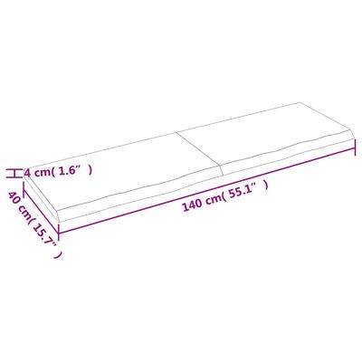 vidaXL seinariiul, helepruun, 140 x 40 x (2-4) cm, töödeldud tammepuit