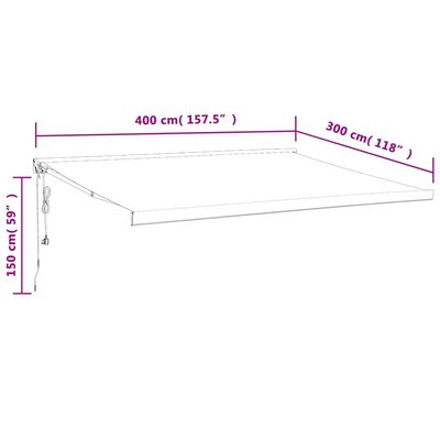 vidaXL sissetõmmatav varikatus, kollane-valge 4x3 m, kangas/alumiinium