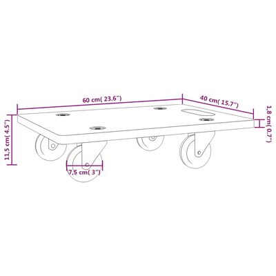 vidaXL transpordikäru 2 tk, ristküliku kuju, 60x40x11,5 cm 250 kg