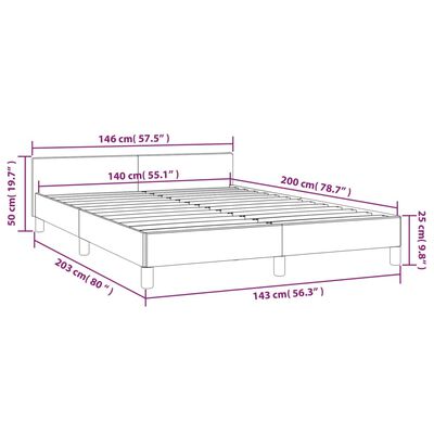 vidaXL voodiraam peatsiga, must, 140x200 cm, samet