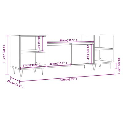 vidaXL telerikapp, hall Sonoma tamm, 160x35x55 cm, tehispuit