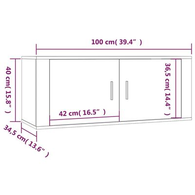 vidaXL seinale kinnitatavad telerikapid, 3 tk, valge 100x34,5x40 cm