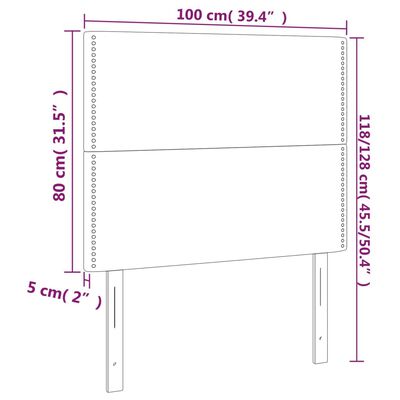 vidaXL LED-voodipeats, must, 100x5x118/128 cm, kunstnahk