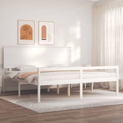 vidaXL vanemate inimeste voodiraam peatsiga, valge, 200x200cm täispuit