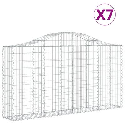 vidaXL kaarekujulised gabioonkorvid 7 tk, 200x30x100/120 cm, raud