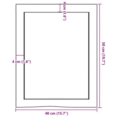 vidaXL vannitoa töötasapind, helepruun, 40 x 50 x (2–6) cm, täispuit