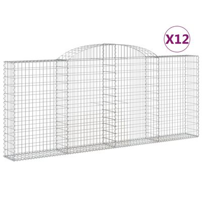 vidaXL kaarekujulised gabioonkorvid 12 tk, 300x30x120/140 cm, raud