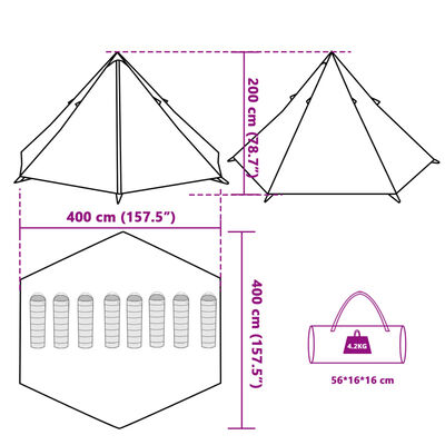 vidaXL peretelk 8 inimesele, tipi, sinine, veekindel