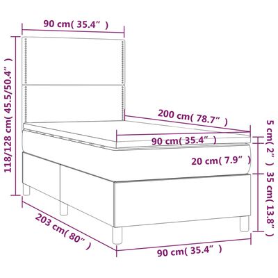 vidaXL kontinentaalvoodi madratsiga, must, 90x200 cm, kunstnahk