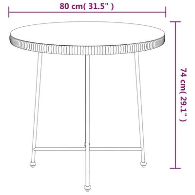 vidaXL söögilaud Ø80 cm , karastatud klaas ja teras