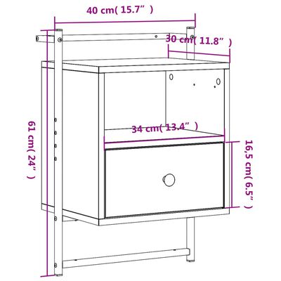 vidaXL seinale kinnitatav öökapp, must, 40 x 30 x 61 cm, tehispuit